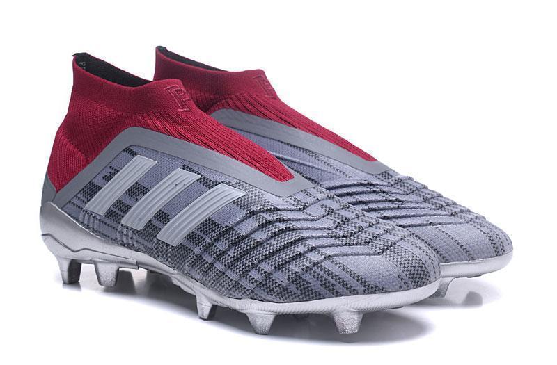 Adidas Predator 18+ Paul Pogba FG Soccer Cleats Iron Metallic Grey Red