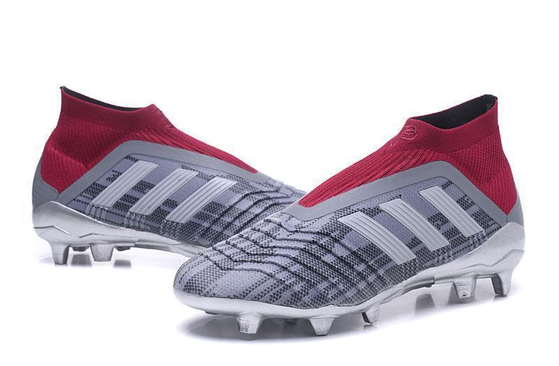 Adidas Predator 18+ Paul Pogba FG Soccer Cleats Iron Metallic Grey Red