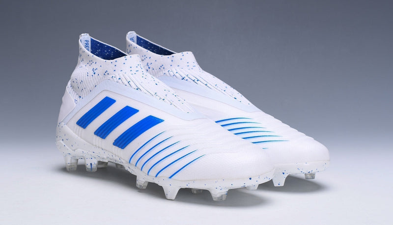 New Adidas Predator 19.1 FG Soccer Cleats Shoes White Blue Laceless