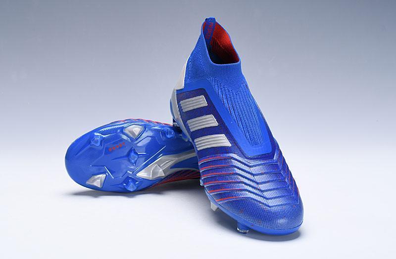 New Adidas Predator 19.1 FG Soccer Cleats Shoes Blue Red Laceless