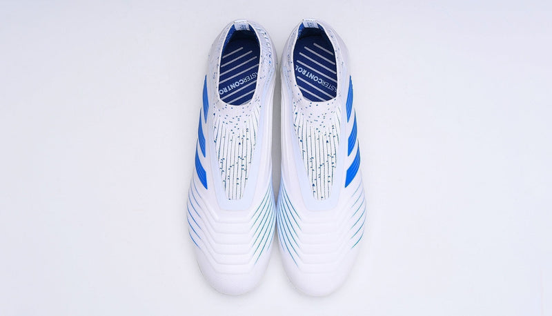 New Adidas Predator 19.1 FG Soccer Cleats Shoes White Blue Laceless