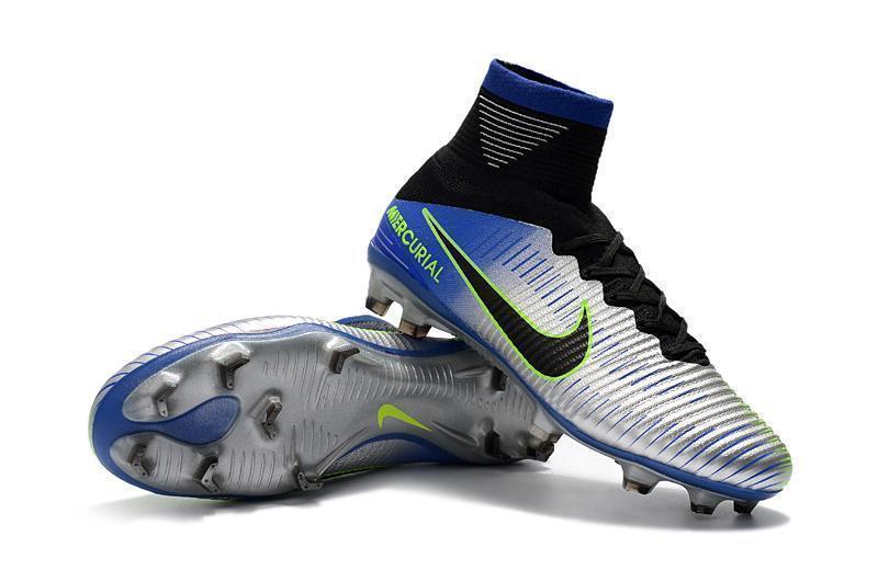 Nike Mercurial Superfly V FG Soccer Cleats Pure Platinum Blue Black