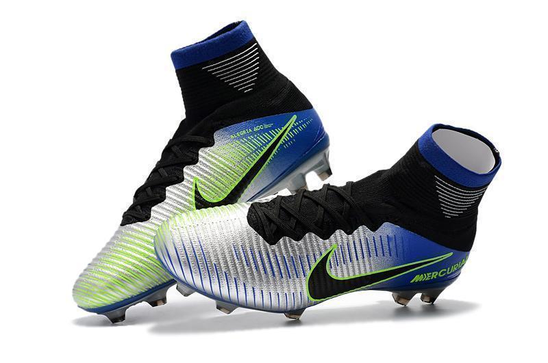 Nike Mercurial Superfly V FG Soccer Cleats Pure Platinum Blue Black