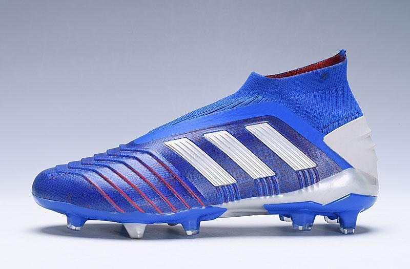 New Adidas Predator 19.1 FG Soccer Cleats Shoes Blue Red Laceless