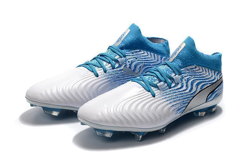 PUMA ONE 18.1 FG Soccer Cleats Blue White Silver