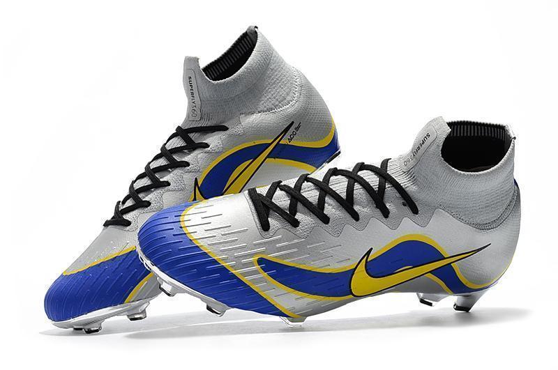 NIKE Mercurial Superfly VI 360 Elite FG Silver Blue Yellow Lining