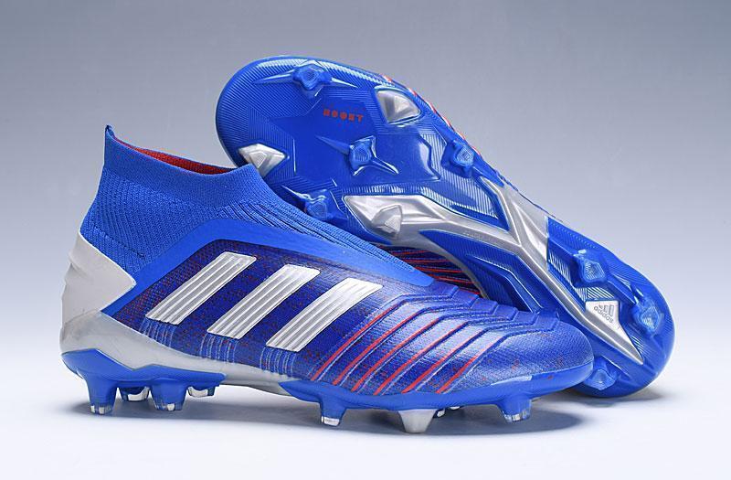 New Adidas Predator 19.1 FG Soccer Cleats Shoes Blue Red Laceless