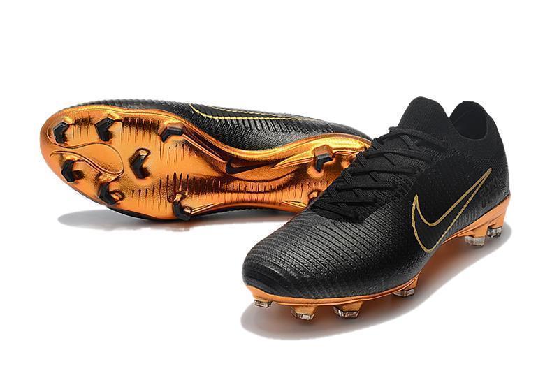 Nike Mercurial Vapor Flyknit Ultra FG Soccer Cleats Black Golden