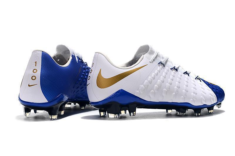 New NIke Hypervenom Phantom III DF FG Soccer Cleats Shoes White Blue