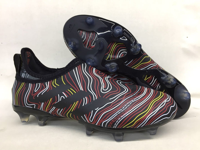 New Adidas Glitch Skin 17 FG Soccer Cleats Black Fluorescent Red White