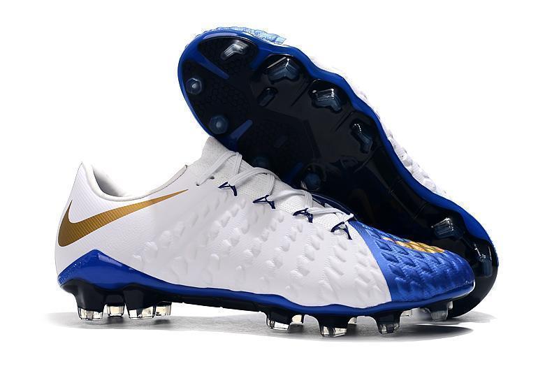 New NIke Hypervenom Phantom III DF FG Soccer Cleats Shoes White Blue