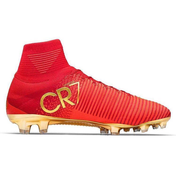 Nike Mercurial Superfly V CR7 FG Soccer Cleats Red Golden