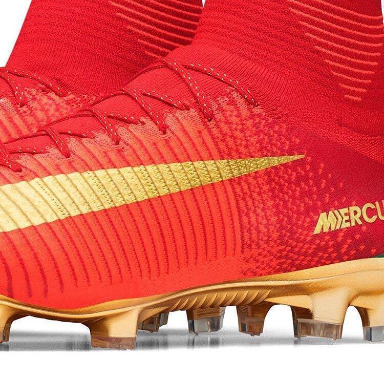 Nike Mercurial Superfly V CR7 FG Soccer Cleats Red Golden