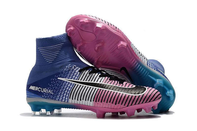 Nike Mercurial Superfly V FG Soccer Cleats Pink White Blue