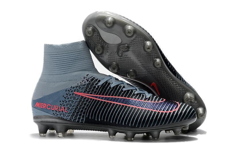 Nike Mercurial Superfly V AG Soccer Cleats Black Grey Pink