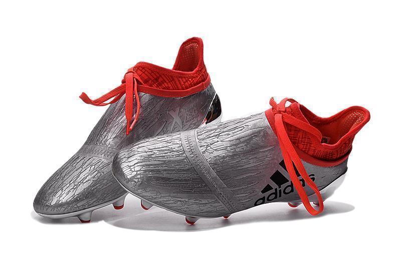 Adidas X 16+ Purechaos FG/AG Soccer Cleats Silver Metallic Solar Red