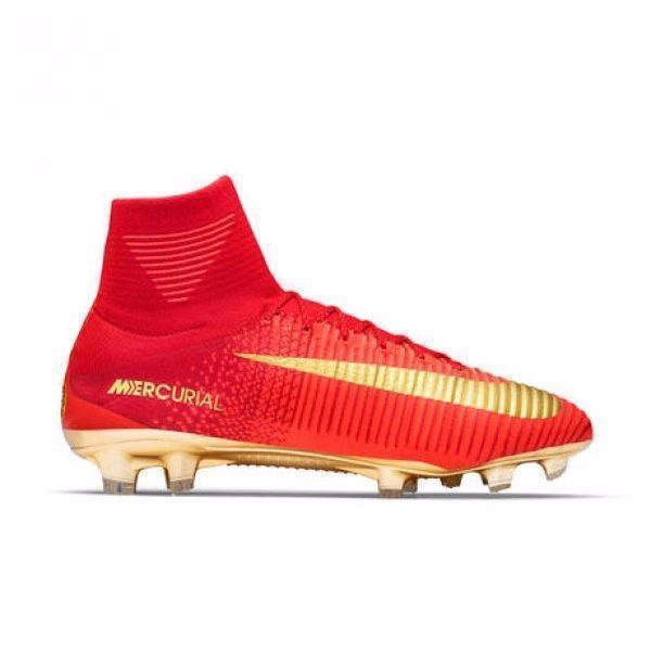 Nike Mercurial Superfly V CR7 FG Soccer Cleats Red Golden