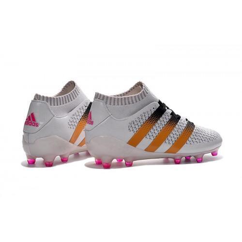 Adidas ACE 16.1 Primeknit FG/AG Soccer Cleats White Gold Black Pink