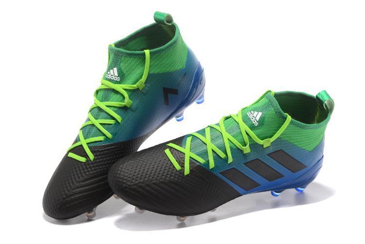 Adidas ACE 17.1 Primeknit Soccer Cleats Core Black Blue Green