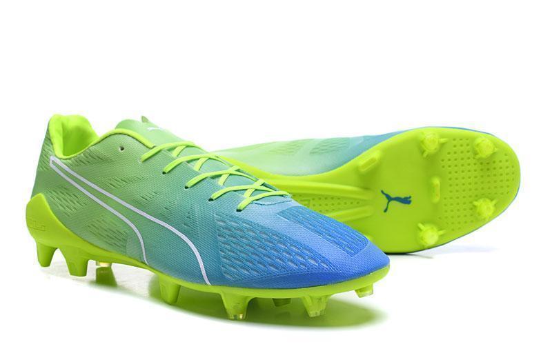 PUMA evoSPEED Fresh 2.0 FG Soccer Cleats Green Yellow Blue