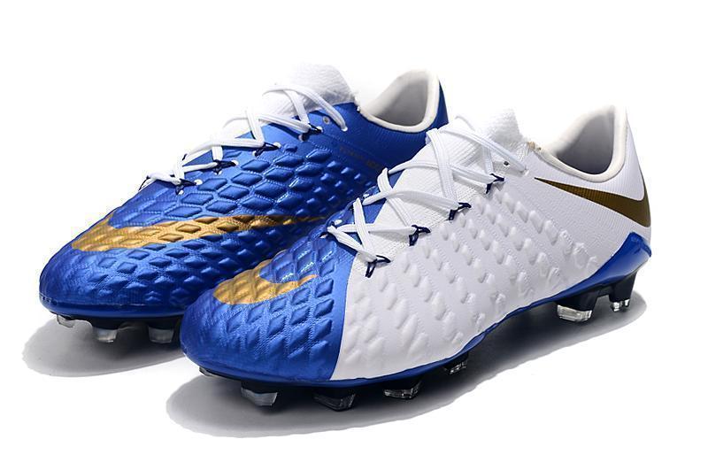 New NIke Hypervenom Phantom III DF FG Soccer Cleats Shoes White Blue