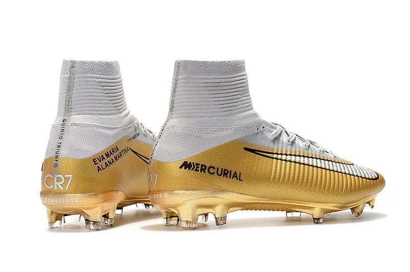 Nike Mercurial Superfly V QuintoTriunfo FG Soccer Cleats Golden White