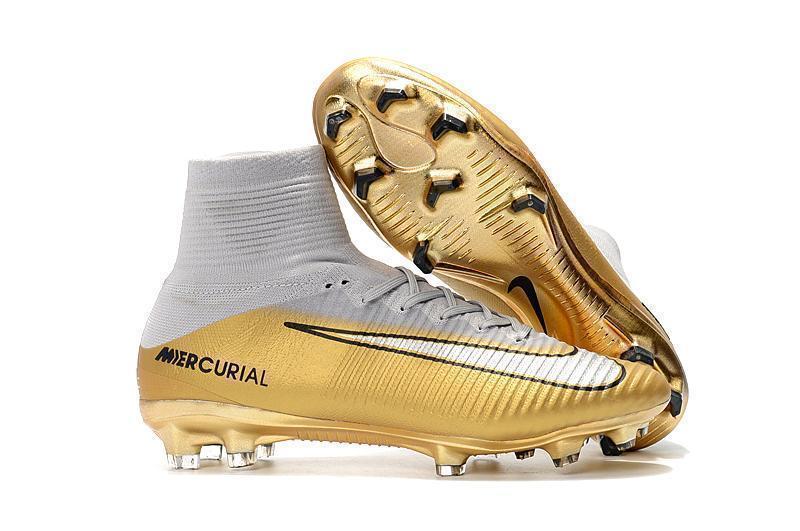 Nike Mercurial Superfly V QuintoTriunfo FG Soccer Cleats Golden White