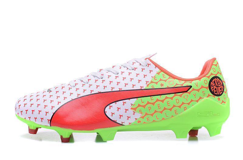 PUMA evoSPEED 17 SL-S FG Soccer Cleats White Orange Green