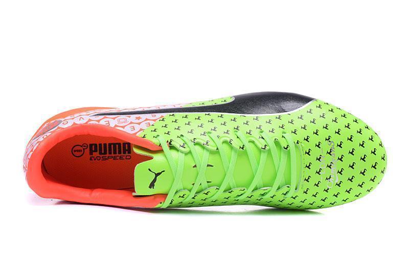 PUMA evoSPEED 17 SL-S FG Soccer Cleats Green Orange Black White