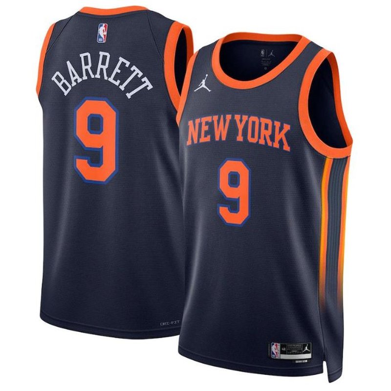 RJ Barrett New York Knicks  2023 NBA Jersey - Statement Edition - Navy