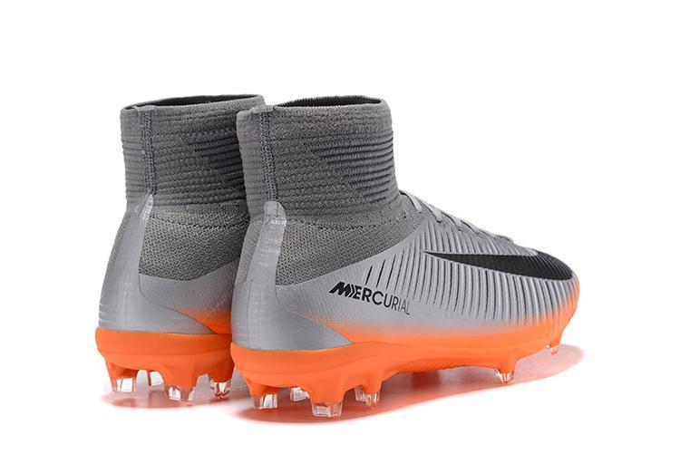 Nike Mercurial Superfly V FG Soccer Cleats Silver Orange Black