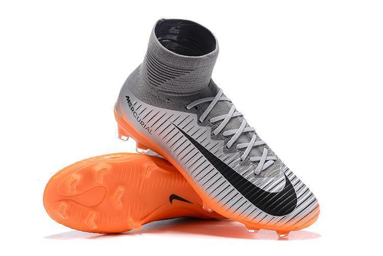 Nike Mercurial Superfly V FG Soccer Cleats Silver Orange Black