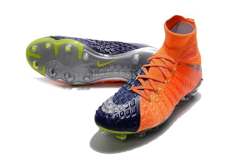 Nike Hypervenom Phantom III DF FG Soccer Cleats Orange Blue Chrome